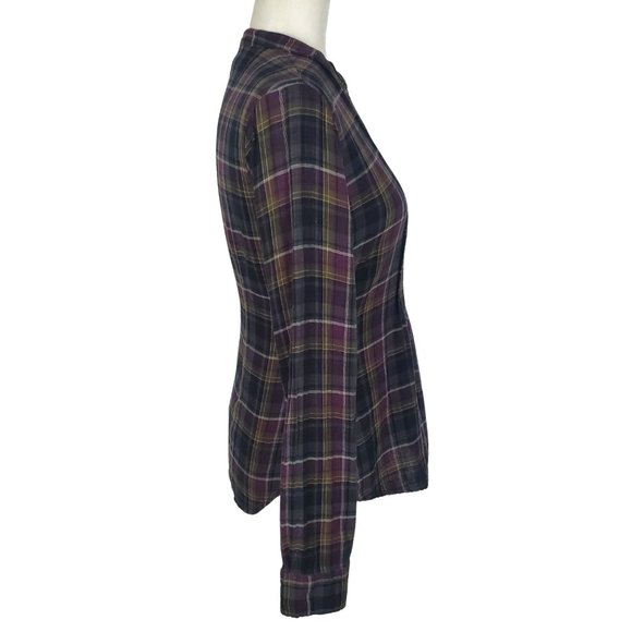 Converse Plaid Pleated Front Long Sleeve Button Down Shirt Women's Small - Picture 3 of 13